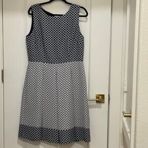 Alex Marie Navy Blue and Ivory Asymmetrical Dress